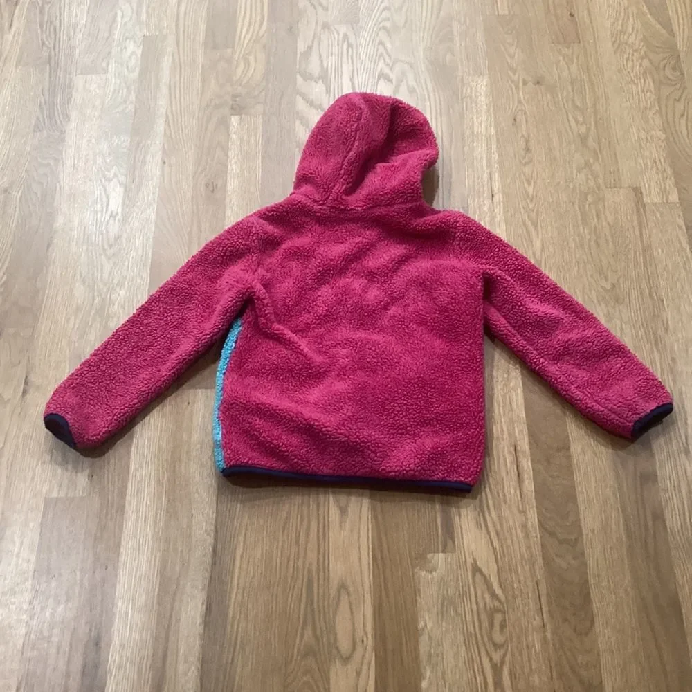 Eddie Bauer Girl’s Pink Blue Nylon Full Zip Sherpa Fleece Jacket Coat